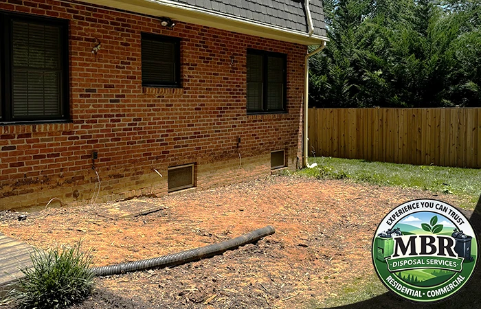 Cleared area after deck removal in Fairfax Virginia